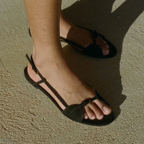 Döen Black Suede Bastille Buckle Sandals - Picture 1 of 7